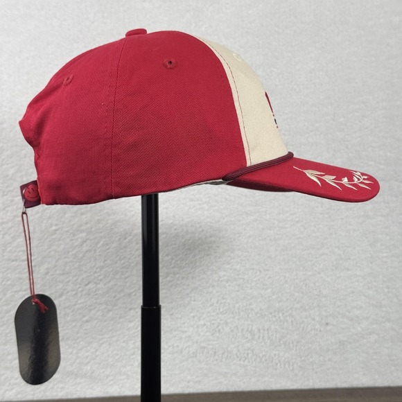 Poppi Hat Cap Snap Back Red Cream Embroidered Logo Soda Serving Taste Promo Mens - Picture 5 of 9